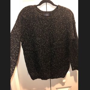 AEO crew neck sweater black with gold speckles